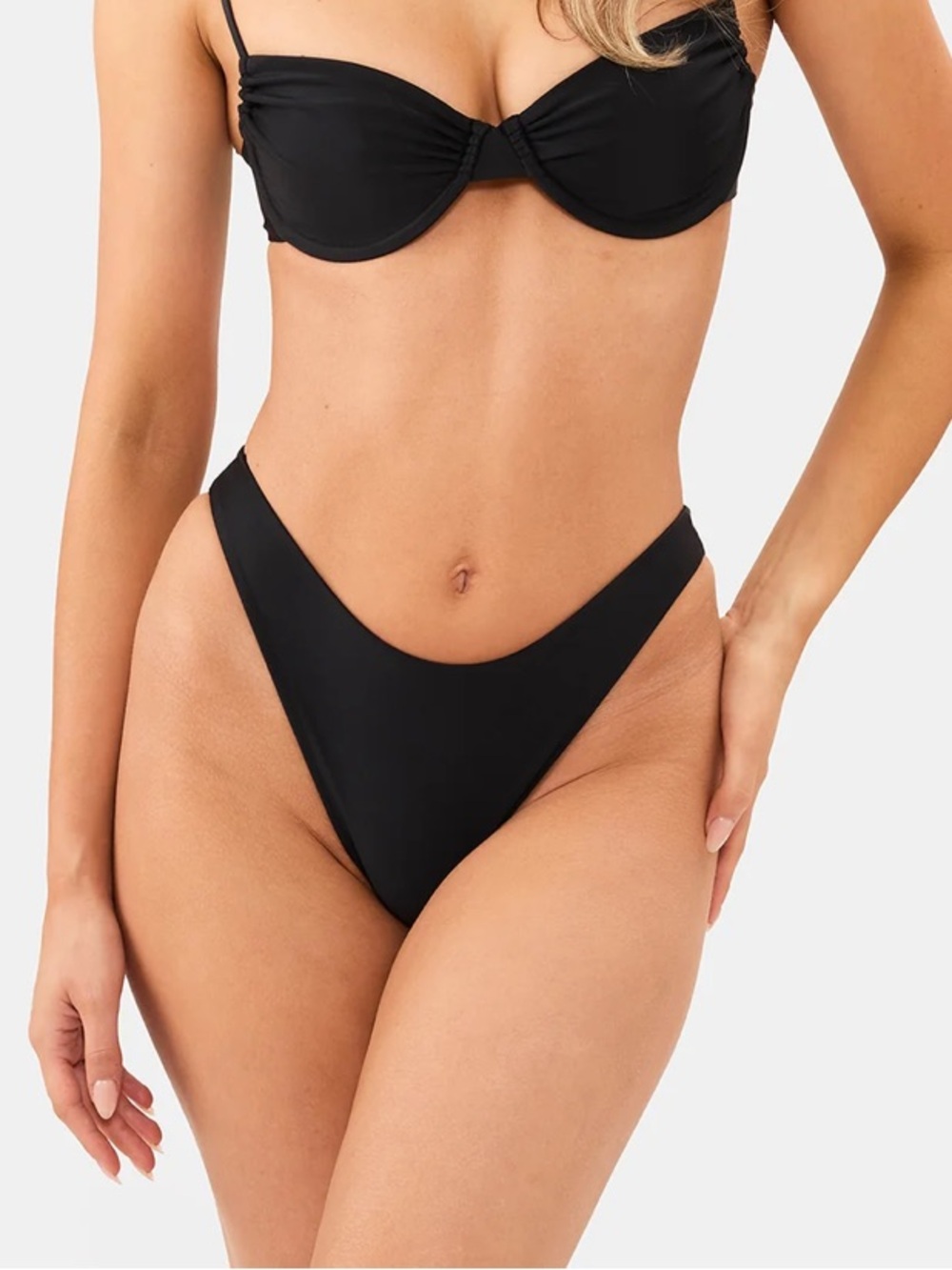 Nyud Swimwear - Arlo Bottoms, Black High-Cut Bikini Bottom